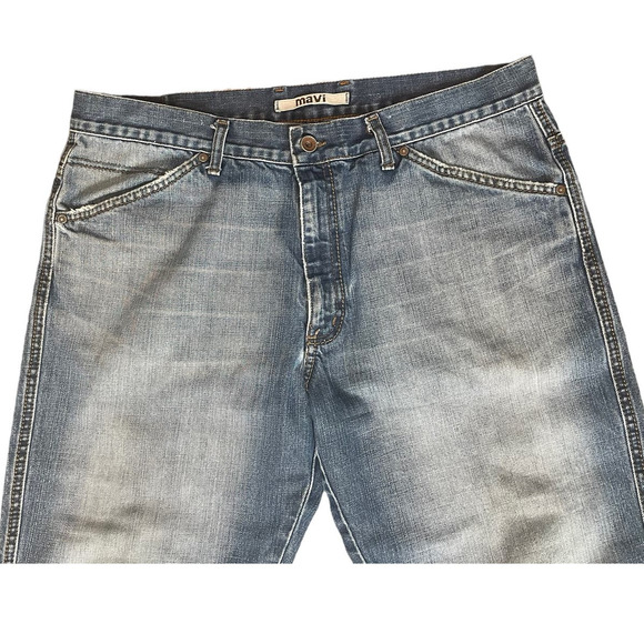 Mavi Men's Denim Jeans Alex Bootcut Lowrise Size 38x30 Distressed Workwear Faded - Picture 2 of 11